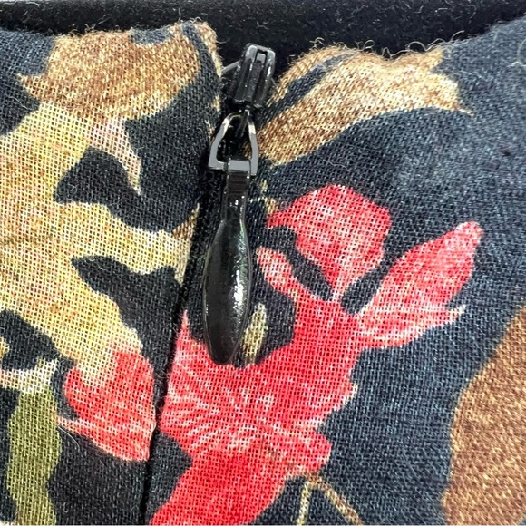 80s style Cokluch Montreal black floral gauzy cotton mini summer dress M - Picture 10 of 13